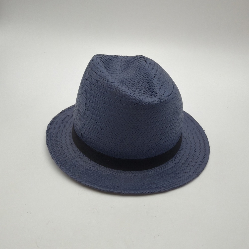 American Eagle navy blue paper straw fedora hat